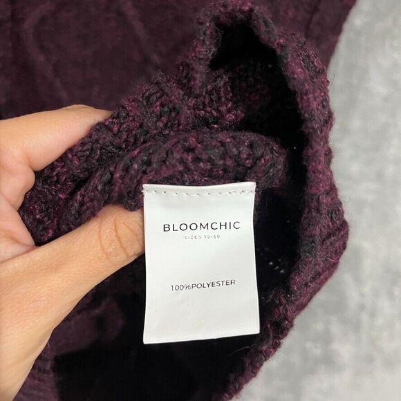 BloomChic Cable Knit Spacedye Pocket Button Front Cardigan Maroon Burgundy Sz 1X - Picture 8 of 10